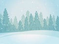 Vintage winter forest landscape. horizontal background