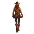 wild western cowgirl rear full view. transparent PNG. walking away. Royalty Free Stock Photo