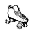 Vintage Woman or Ladies Roller Derby Skates Retro Stencil Black and White Royalty Free Stock Photo