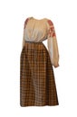 Vintage women`s clothing made of flax vishivanka isolated on a white background. folk clothes Royalty Free Stock Photo