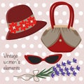 Vintage women`s elements - vector illustration, eps