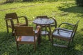 Vintage wood chair in the garden Royalty Free Stock Photo