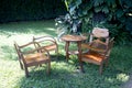 Vintage wood chair in the garden Royalty Free Stock Photo