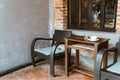 vintage wood chair and table Royalty Free Stock Photo