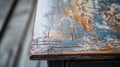 Rustic Charm: Close-up Of Tweed End Table With Natural Grain And Peeling Paint Royalty Free Stock Photo