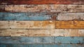 Vintage wood planks texture background, old worn color painted boards, rough grungy wooden wall. Concept of crack, grunge, Royalty Free Stock Photo