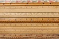 Vintage wood rulers background Royalty Free Stock Photo