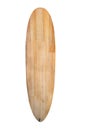 Vintage wood surfboard isolated on white Royalty Free Stock Photo