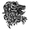 Vintage woodblock style lion