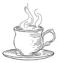 Vintage Woodcut Cup Of Tea Or Coffee