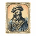 Vintage Woodcut Illustration Of Scottish Chief: Orientalist Influences And Charming Character Royalty Free Stock Photo