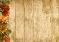 Vintage wooden background with autumn decorations Royalty Free Stock Photo