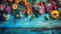 vintage wooden background, border design. vintage color tone - concept flower of summer background Royalty Free Stock Photo