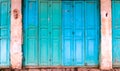 Vintage wooden blue cyan doors Royalty Free Stock Photo