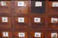 Vintage wooden box drawers for storing drugs with numbers