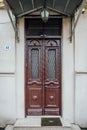 Vintage wooden brown door of old house Royalty Free Stock Photo