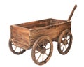 Vintage wooden cart isolated on white Royalty Free Stock Photo