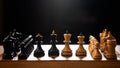 Vintage wooden chess board and figures Royalty Free Stock Photo