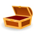 Vintage wooden chest with open cover. Royalty Free Stock Photo