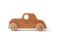 Vintage wooden children toy toy car with wheels isolated on white background Royalty Free Stock Photo