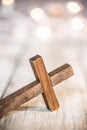 Vintage Wooden Christian Cross Crucifix Background Royalty Free Stock Photo