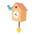 Vintage wooden cuckoo clock icon, cartoon style Royalty Free Stock Photo