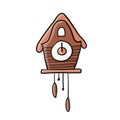 Vintage wooden cuckoo clock. Isolated on white background Royalty Free Stock Photo