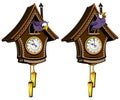 Vintage wooden cuckoo clock. Vector. Royalty Free Stock Photo