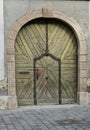 Vintage Wooden door and doorway on a cobbled street, Budapest Hungary. Royalty Free Stock Photo