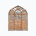 Vintage wooden door on isolated white background. Royalty Free Stock Photo