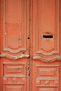 Vintage Wooden Door Painted Red With Letterbox Hole