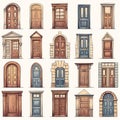 Vintage Wooden Doors Vector Collection Classical Architecture Inspired Royalty Free Stock Photo