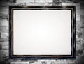 Vintage wooden frame on old marble wall background. Royalty Free Stock Photo