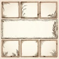 vintage wooden frames with flowers and leaves on the beige background Royalty Free Stock Photo