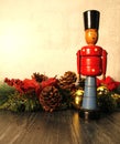 Vintage wooden handcrafted and painted Nutcracker,  Christmas  ballet Royalty Free Stock Photo