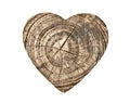 Vintage wooden heart isolated on white Royalty Free Stock Photo