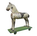 Vintage wooden hobby horse isolated.