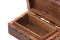 Vintage wooden jewelry box on a white background