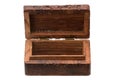 Vintage wooden jewelry box on a white background