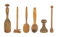 Vintage wooden kitchen utensils isolated Royalty Free Stock Photo