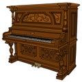 The vintage wooden opened pianino
