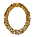 Vintage wooden oval frame on white background