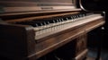 Vintage wooden piano in close-up shot