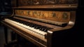 Vintage wooden piano in close-up shot