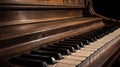 Vintage wooden piano in close-up shot