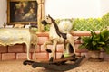 Vintage wooden rocking horse toy