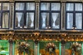 Vintage wooden shop decoration in European style for winter holidays - Christmas, New Year. Montreal, Quebec, Canada