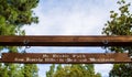 Vintage wooden sign at the Bridle path in Beverly Hills, California USA