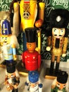 Vintage wooden stackable soldier, mixed with assorted Nutcrackers