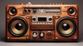 Vintage Wooden Stereo Boombox - Creative Commons Attribution Royalty Free Stock Photo